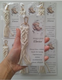 Resim 50 Adet Krem Rengi Makrome Anahtarlık Bebek Mevlüt Sünnet Şekeri Krem 