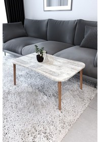 Resim Esma Orta Sehpa Ve Zigon Sehpa 4'Lü Ahşap Ayaklı - Kristal 