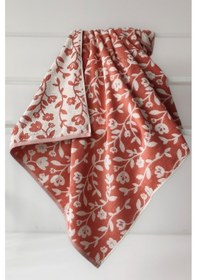 Resim Çiçek Desenli İpliği Boyalı Kiremit Banyo Havlusu - Yüksek Su Emici & Yumuşak - 90x150 Cm-%100 Pamuk Kıremıt Kiremit 