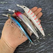 Resim 1 adet 13 cm / 5.11 inç 39 g / 1.37 ons Ağır Ağırlıkta Batan Minnow Yem Trolleri - 3 Renk (Kırmızı/Beyaz/Siyah), Tatlı ve Tuzlu Su Balığı Avı için Gerçekçi Gözler & Pullar ile Bas, Turna ve Levrek İçin, Üçlü Kancalı, Canlı Bitişli Balık Tasarımı | Silüet Balık 