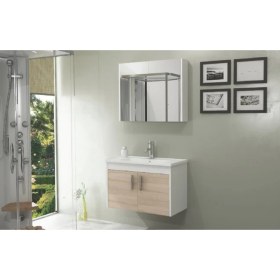Resim Ece Banyo Ece Gama 80 cm Banyo Dolabı Seti Sonoma Meşe Beyaz 