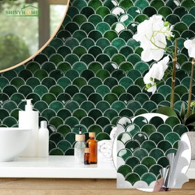Resim 5/10 adet Kendinden Yapışkanlı Duvar Karoları, Isıya Dayanıklı Mutfak Arka Duvarı Yapıştır ve Çıkar, Banyo için Su Geçirmez Duvar Karo Sticker, Ev Dekoru 