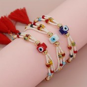 Resim 1 adet Go2boho Boho Şık Nazar Boncuğu Kristal Bileklik - Renkli El Yapımı Çok Katmanlı Püskül Miyuki Boncukları, Cam Aksanları ile - Günlük Kullanım & Hediye İçin İdeal, Go2boho 