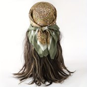 Resim Şık Yeşil Paisley Baskılı Kadın Kare Şal - Retro Tarz, Yumuşak Polyester, Rahat ve Nefes Alabilir, Günlük Gezintiler İçin El veya Kuru Temizleme, El veya Kuru Temizleme, Günlük Gezintiler ve Hediye Fikri İçin Mükemmel, Saç Şalı 
