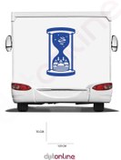 Resim DEKORANLA Dağ ve ağaç temalı mavi karavan kum saati sticker 120x70 cm 