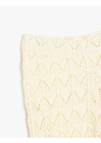 Resim Koton Beli Lastikli Pamuklu Ajurlu İspanyol Paça Pantolon Ekru 5skg40004at Ekru 