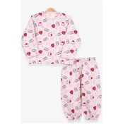 Resim Breeze Kız Bebek Pijama Takımı Kraliçe Kedicik Baskılı Bej Melanj (9 Ay- Breeze