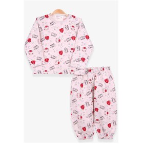 Resim Breeze Kız Bebek Pijama Takımı Kraliçe Kedicik Baskılı Bej Melanj (9 Ay- 