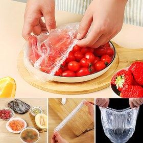 Resim 100'lük Paket Tek Kullanımlık Gıda Sınıfı Plastik Sarma Kapakları - Kase, Bardak, Konteynerler için Elastik Yapışkanlı Toz Kapakları | Taze Tutma, Hijyenik Koruma, Güvenli Uyum | Mutfak ve Restoran Kullanımı, Yiyecekler için Plastik Sarma 