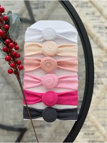 Resim VANİLLİA %100 Pamuklu Ribana Fiyonklu Kız Bebek Bandana Saç bandı Set 6'lı Set 