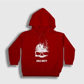 Resim Presmono Unisex Çocuk Skull Call Of Duty Kapüşonlu Sweatshirt Kırmızı 