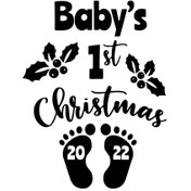 Resim Genel Markalar Babys First Christmas 2022 Sticker (Oto-Motor-Laptop-Duvar-Dekor) 30 x 39 cm 