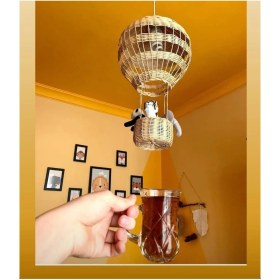 Resim Woodhub Hasır Bambu Rattan Balon Avize Çocuk Odası Avize 