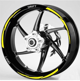 Resim Mondial Drift Beyaz- Sarı Yazılı 3 Parçalı Reflektif Jant Şeridi 