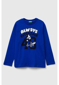 Resim United Colors Of Benetton Erkek Çocuk 3jerc10qo-25k Uzun Kol Tshirt Mavi-2143 Mavi 