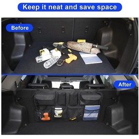Resim Araç Bagaj Eşya Düzenleyici Fileli Oto Organizeri 8 Cepli 