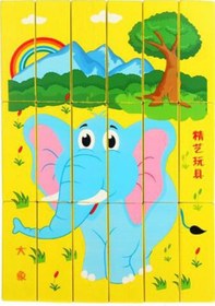 Resim 3'Lü Hayvan Figürlü Ahşap Jenga Puzzle Oyunu-Ahşap Domino Jenga 