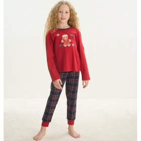 Resim Kız Çocuk Uzun Kol Kırmızı Pijama Takım C4t4n7o8 001 