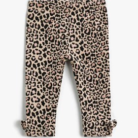 Resim Kız Bebek Leopar Desenli Fiyonklu Tayt 