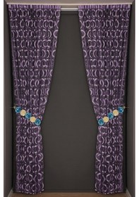 Resim Vakko Çift Renk Lila İp Perde Hazır Düğmeleri Dikilmiş İp Perde 300 240 Cm Lila 