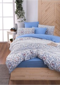 Resim Mystory Home Lastikli Çarşaflı Tek Kişilik Nevresim Takımı Bluem 