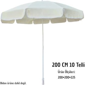 Resim Terletmez Shop Plaj Şemsiyesi Krem 200 cm 10 Telli 