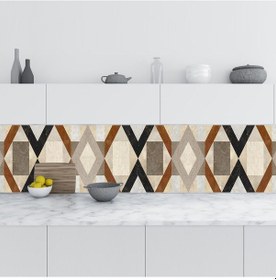 Resim Mutfak Tezgah Arası Folyo Fayans Kaplama Folyosu Geometrik Dekorasyon 