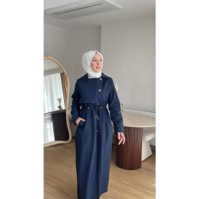 Resim Esra Butik Şık Kesim Astarlı Trençkot - Kendi Kumaşından Kemerli Tesettür Model 