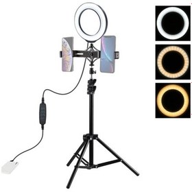 Resim Puluz 1.1 M Çift Telefon Tutucu 6.2 CM Led Işık Youtuber Stand 