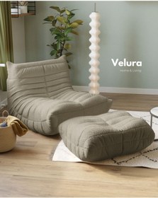 Resim Velura Home & Living Muvva Berjer & Puflu Pofuduk Relax Koltuk & Armut Tekli Koltuk - Latte 