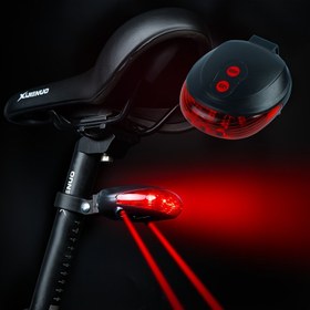 Resim 5 LED ve iki lazer ışınlı bisiklet arka lambası, pil ile çalışan bisiklet güvenlik uyarı farları 