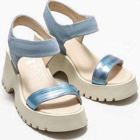 Resim Elle Shoes Mavi Deri Kadın Dolgu Topuklu Sandalet 