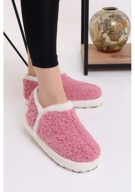 Resim Wordex Pwr Eb085 Kadın Peluş Kışlık Panduf Ev Botu Pofuduk Ev Ayakkabısı Gül Kurusu Gülkurusu 