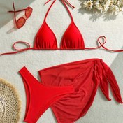 Resim Kadınlar İçin Seksi Düz Renkli Bikini Mayo Takımı 