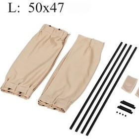 Resim Chuangyinshop 2 Adet Evrensel Araç Yan Cam Perdesi Güneşlik Seti Bej 19.69x18.5inç 