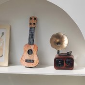 Resim 1 Adet Vintage Tarzı Çalınabilir Mini Gitar Dekor - Yaratıcı & Sevimli Müzikal Figür, Güç Gerektirmez, Çeşitli Oda Tipleri İçin Mükemmel 
