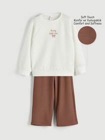 Resim LC Waikiki Baskılı Kız Çocuk Soft Touch Sweatshirt ve Eşofman Altı 