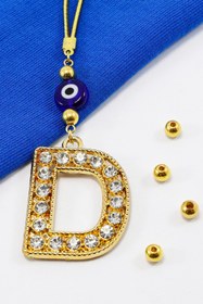 Resim biuti Gold Renkli Parlak Taşlı D Harfi Araba Dikiz Ayna Süsü, Hediyelik Araba Süsü 