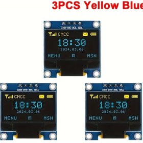 Resim Dashanshop 3 Adet 0.96 İnç Oled Ekran Modülü I2c 128x64 Ssd1306 Mavi Sarı Arduino Esp32 