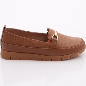 Resim Dgn 2274-4 Kadin Aksesuarli Loafer Ayakkabi Taba Floater 