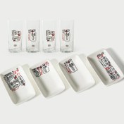 Resim Dudaklı Kuşlar Rakı Kadehi+Meze Tabağı Seti 