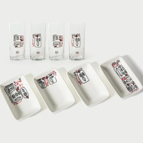 Resim Dudaklı Kuşlar Rakı Kadehi+Meze Tabağı Seti 