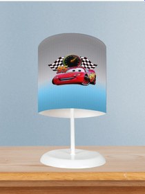 Resim Mekta Home Bebek Ve Çocuk Odası Gri Mavi Mcqueen Desenli Abajur 