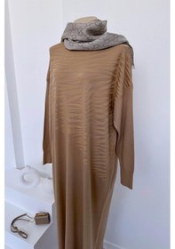 Resim Kahijab Zebra Merserize Elbise - Sütlü Kahve 