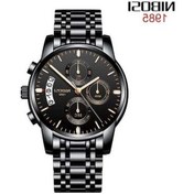 Resim Prestigegoods Nibosi Paslanmaz Çelik 1985 Erkek Kol Saati - Su Geçirmez Chronograph Saat Siyah 