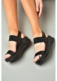 Resim Fox Shoes S713330809 Siyah Bileği Lastikli Kadın Sandalet Siyah 
