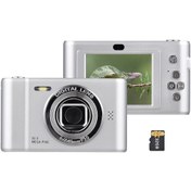 Resim Leezsing D01 1080p Çift Lensli Dijital Kamera, 8x Zum, 50mp Çekim, 32gb Tf Kart Dahil, Gümüş Renk 