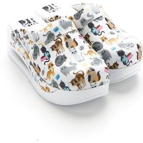 Resim Drmoon Kedi Desenli Airmax Taban Hakiki Deri Sabo Kadın Terlik Beyaz 