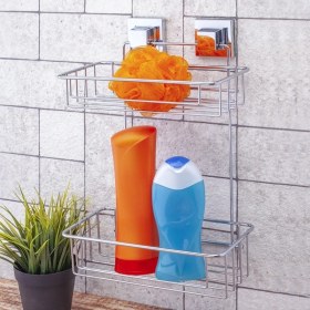 Resim Evistro Banyo Köşe Rafı Kendinden Yapışkanlı 2 Katlı Easyfix 