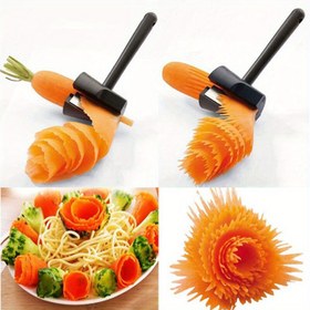 Resim 1 adet Spiral Kesici Havuç Turp Patates Dilimleyici Meyve Soyucu Oyma Çiçek Cihazı Mutfak Sebze Kesici Dilimleyici Aracı 